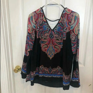 Pink owl multicolored shirt with bell sleeves B25